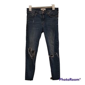Mango medium wash‎ thrashed ankle cropped jeans